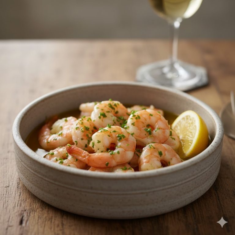 Crevettes, citron et persillade